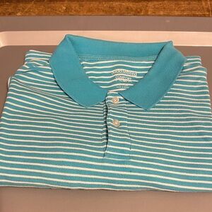 Saddlebred Aqua and White Striped Polo